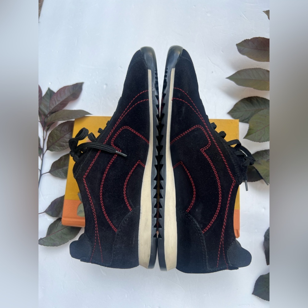 Salvatore Ferragamo Black Sneakers with Red Accents